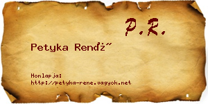 Petyka René névjegykártya